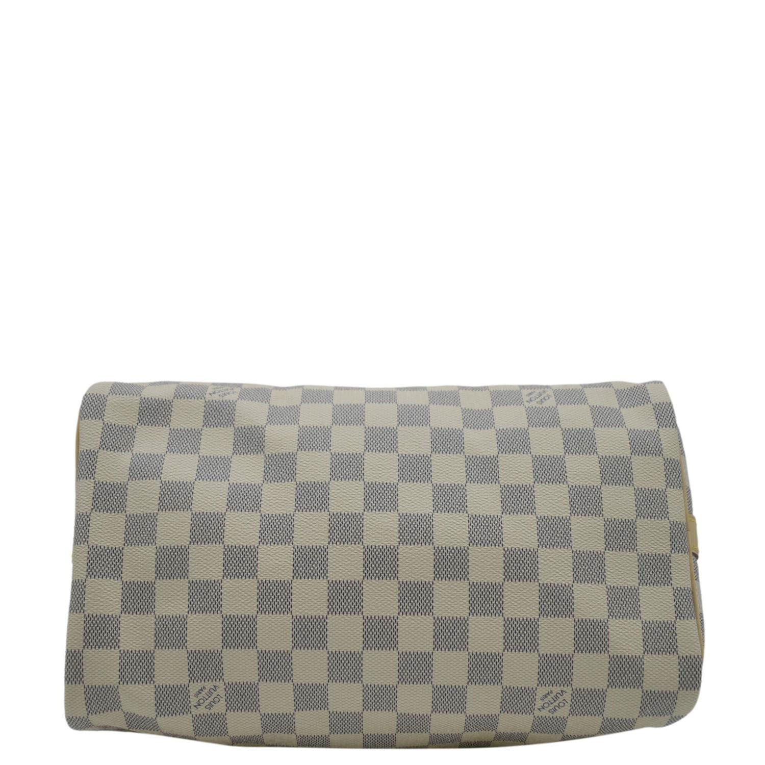 LOUIS VUITTON Speedy 30 Bandouliere Damier Azur Shoulder Bag White