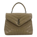 YVES SAINT LAURENT Loulou Top Handle Quilted Leather Shoulder Bag Beige