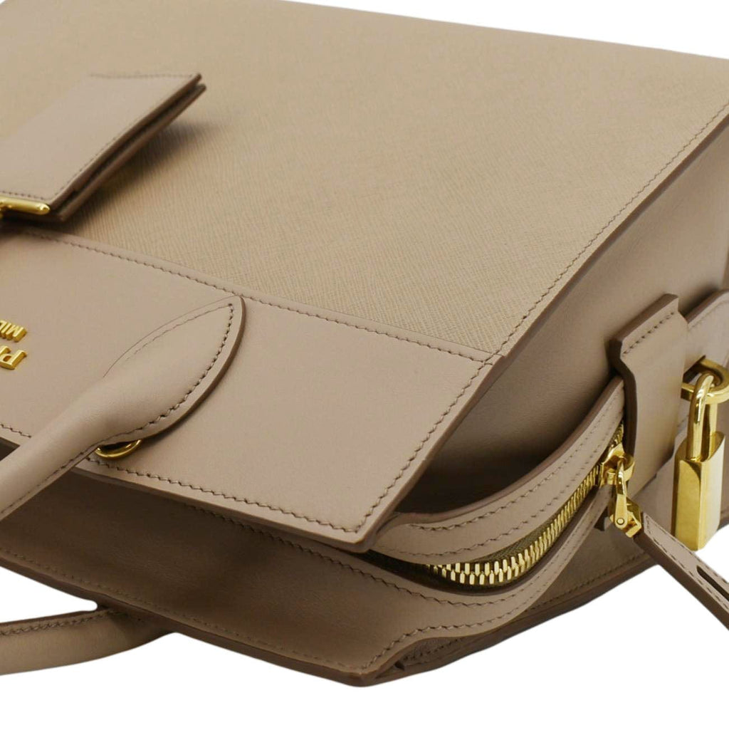 PRADA Esplanade Medium Saffiano Leather Shoulder Bag Beige