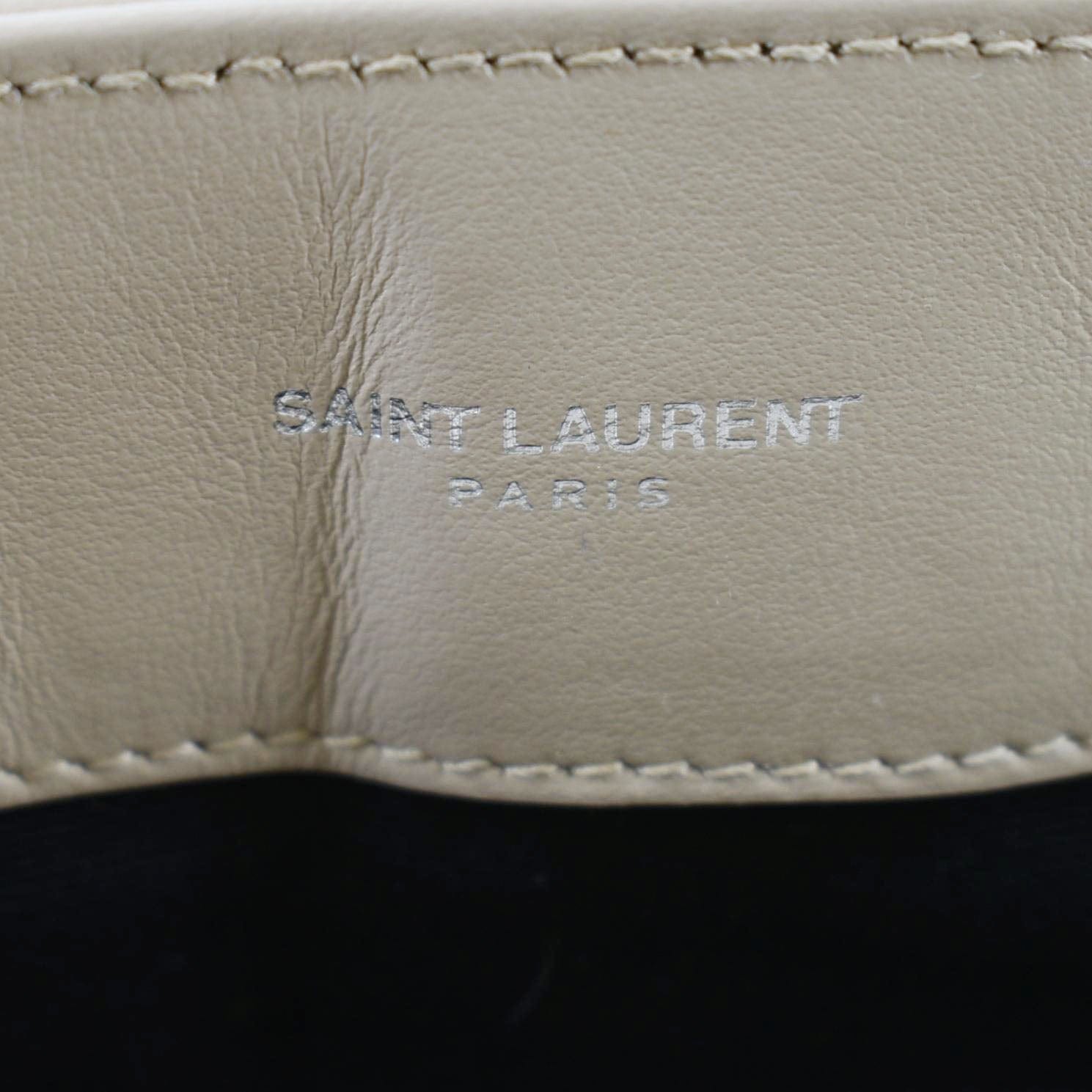 YVES SAINT LAURENT Loulou Top Handle Quilted Leather Shoulder Bag Beige