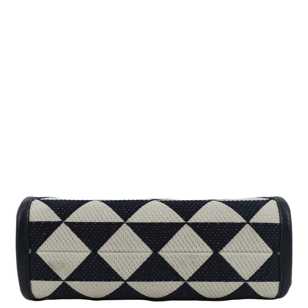 PRADA Triangolo Mini Jacquard Symbole Tote Crossbody Bag Navy Blue