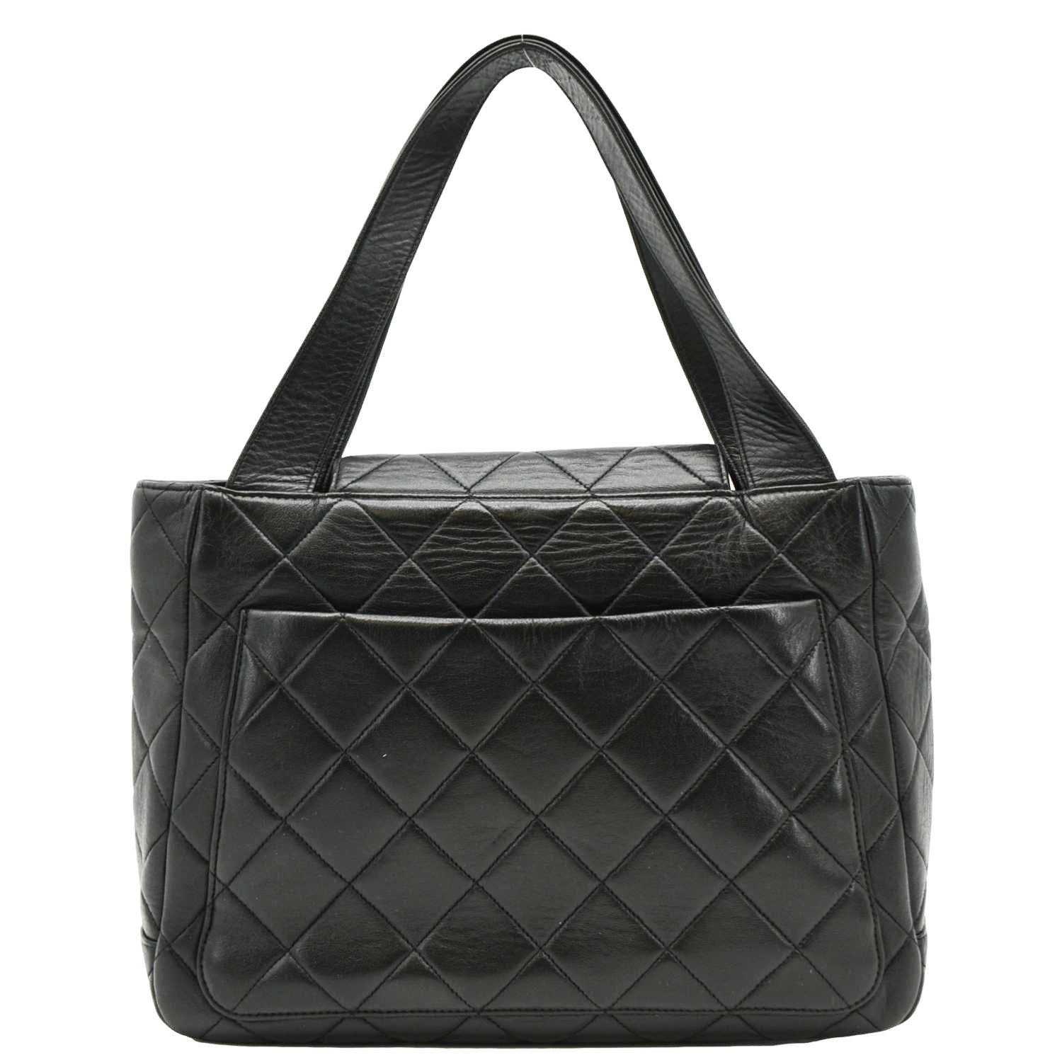 CHANEL Classic Flap Vintage Quilted Leather Tote Bag Black