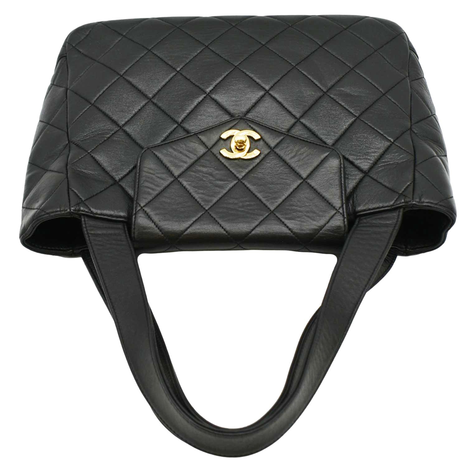 CHANEL Classic Flap Vintage Quilted Leather Tote Bag Black