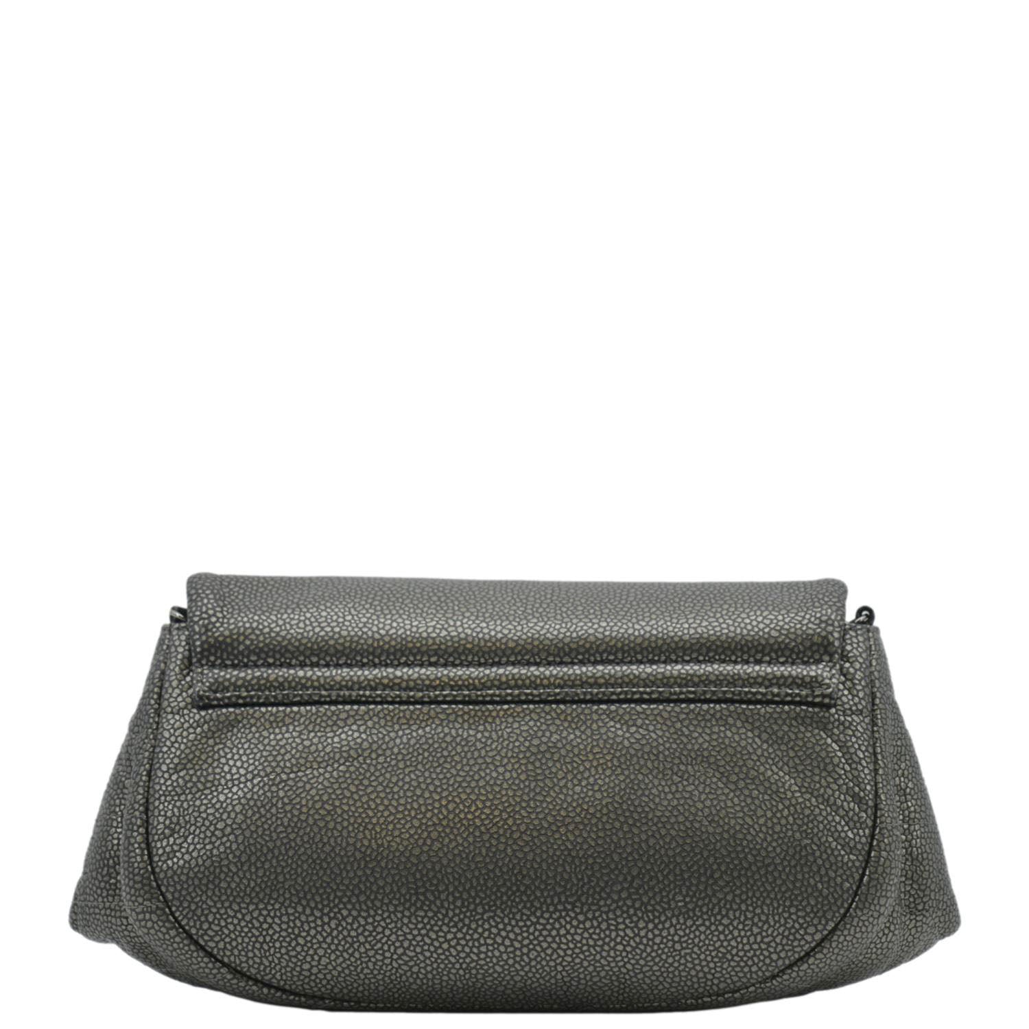 CHANEL Half Moon Caviar Leather Wallet on Chain Crossbody Bag Gray