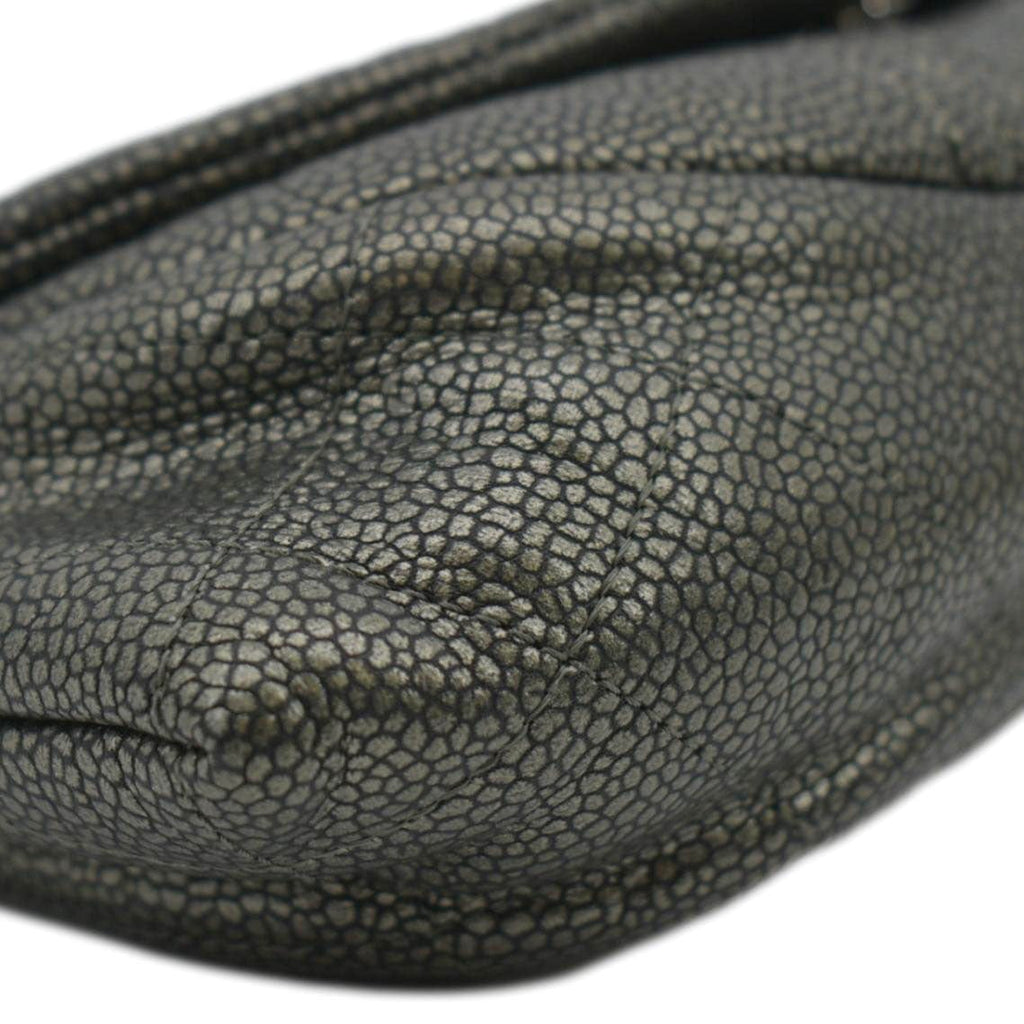 CHANEL Half Moon Caviar Leather Wallet on Chain Crossbody Bag Gray