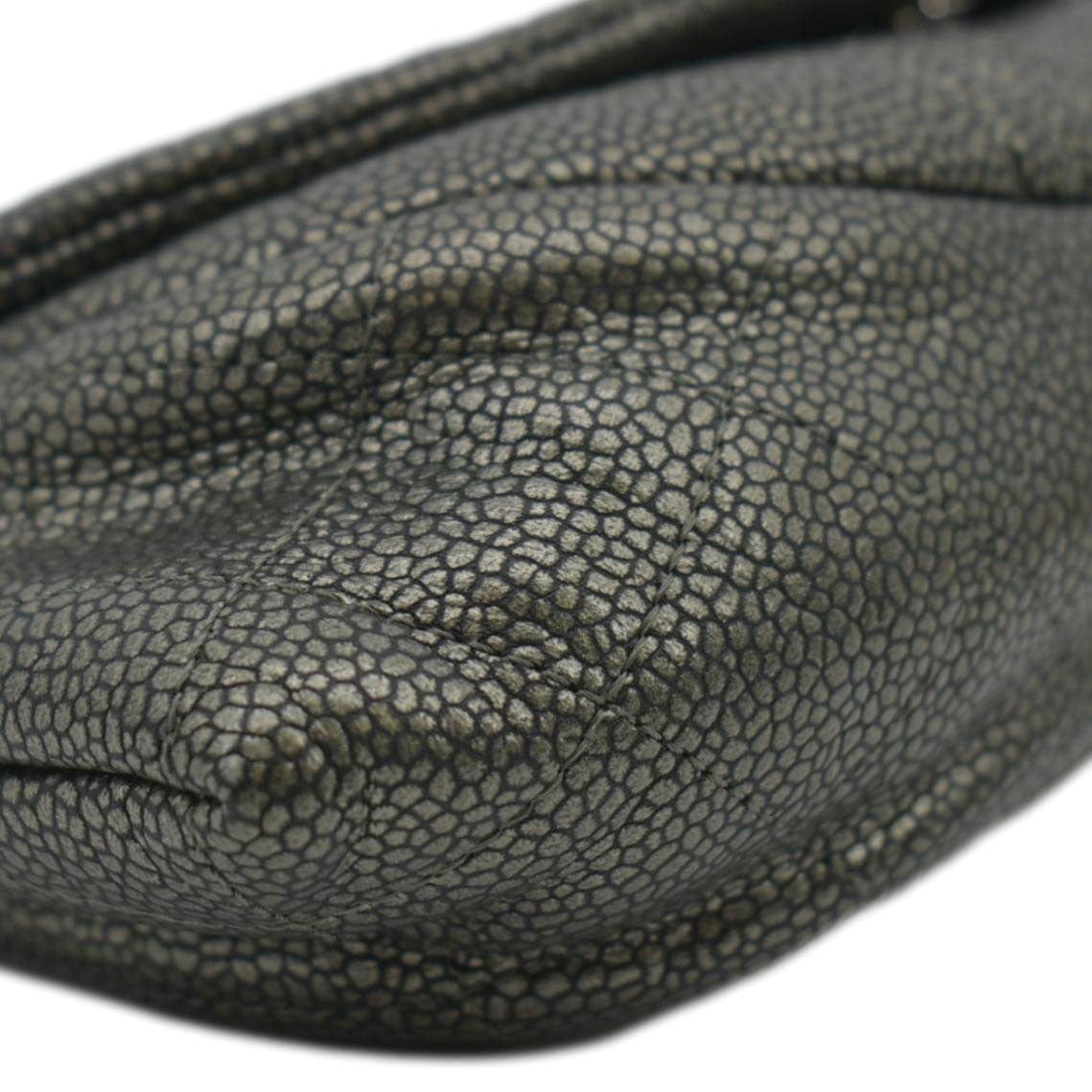 CHANEL Half Moon Caviar Leather Wallet on Chain Crossbody Bag Gray