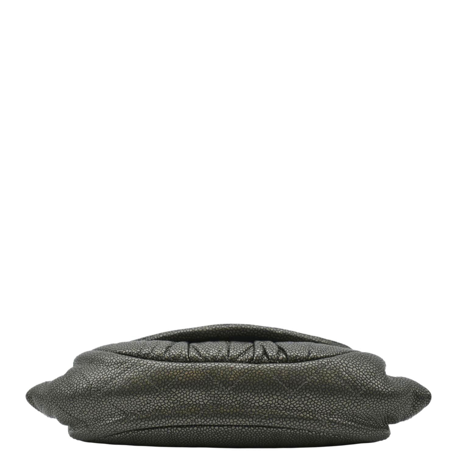 CHANEL Half Moon Caviar Leather Wallet on Chain Crossbody Bag Gray