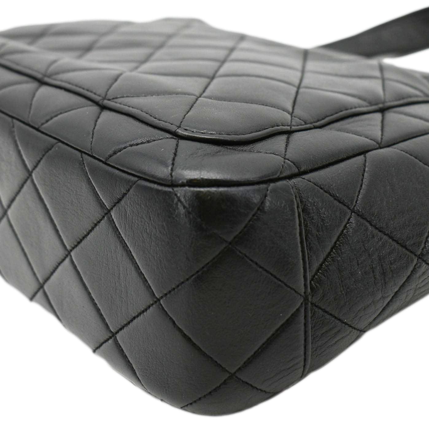 CHANEL Classic Flap Vintage Quilted Leather Tote Bag Black