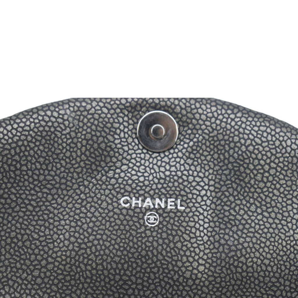 CHANEL Half Moon Caviar Leather Wallet on Chain Crossbody Bag Gray