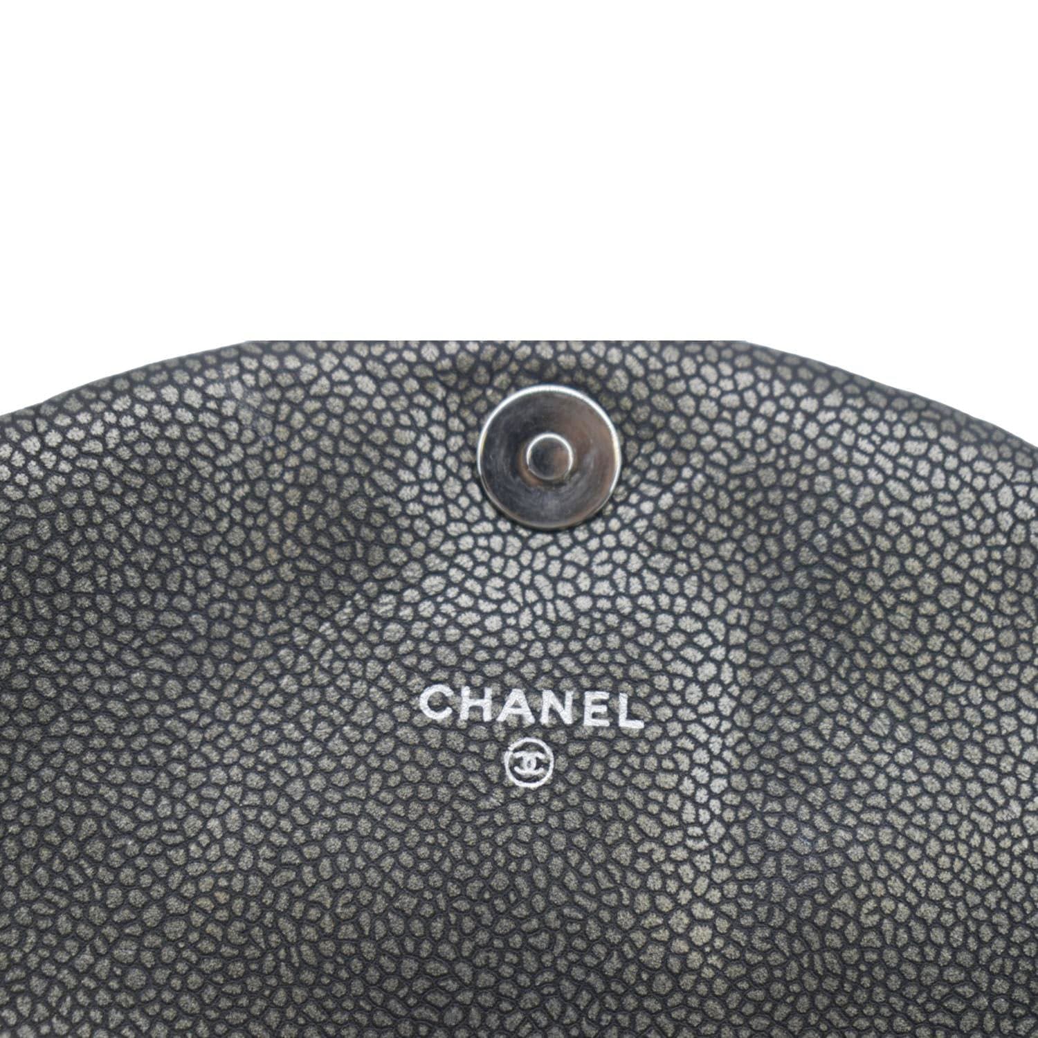 CHANEL Half Moon Caviar Leather Wallet on Chain Crossbody Bag Gray