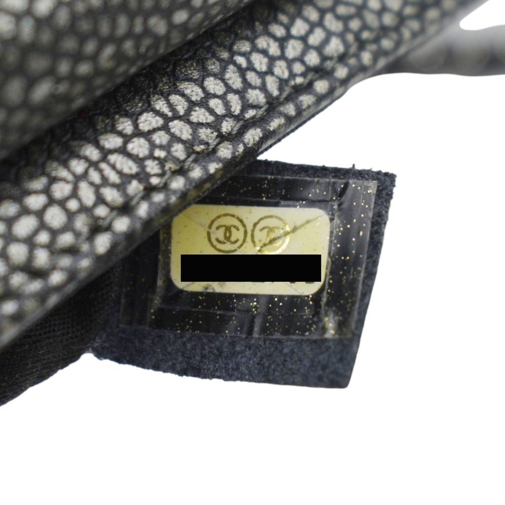 CHANEL Half Moon Caviar Leather Wallet on Chain Crossbody Bag Gray