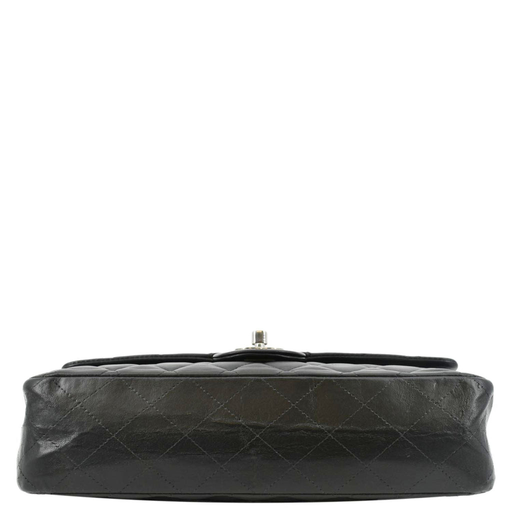 CHANEL Classic Medium Double Flap Leather Shoulder Bag Black
