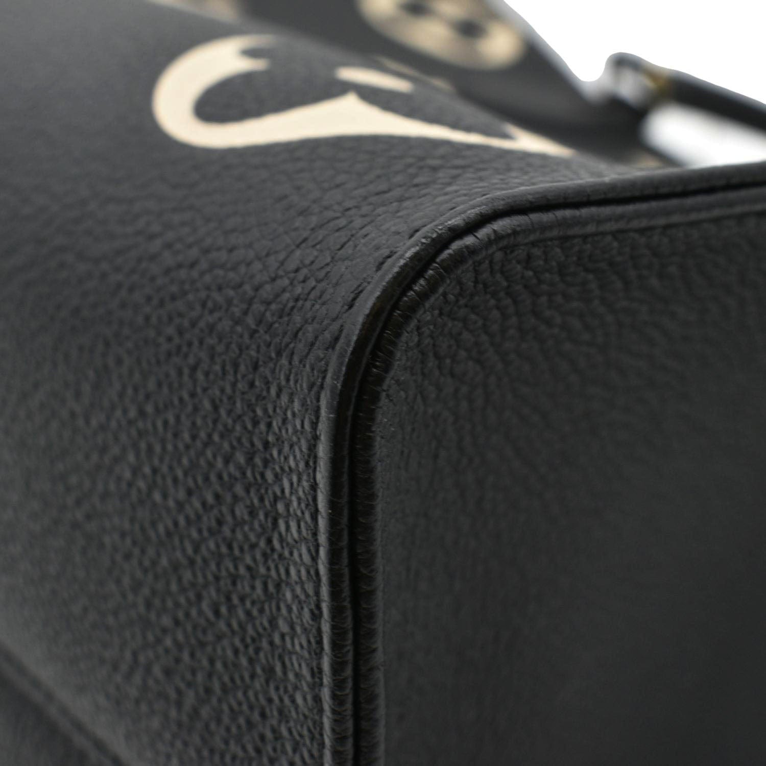 LOUIS VUITTON Onthego MM Giant Bicolor Monogram Empreinte Leather Tote Shoulder Bag Black