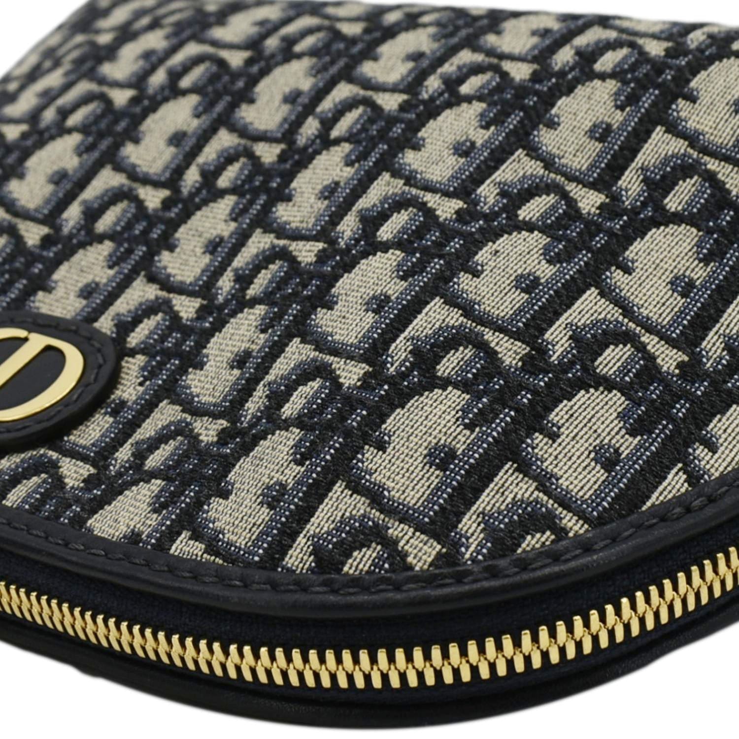 CHRISTIAN DIOR 30 Montaigne Aphrodite Oblique Jacquard Pouch Navy Blue
