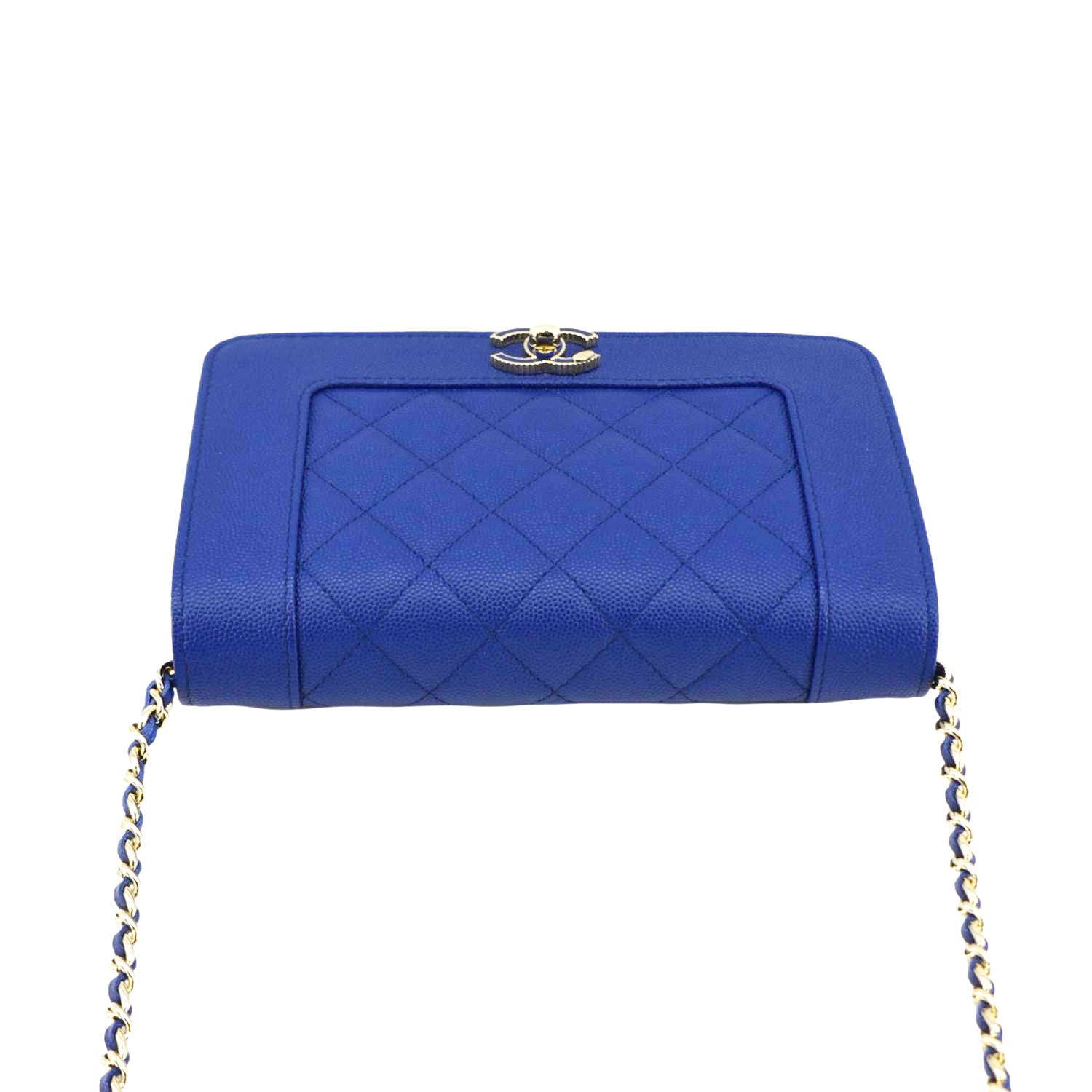 CHANEL Mademoiselle Vintage Flap Quilted Leather Shoulder Bag Blue