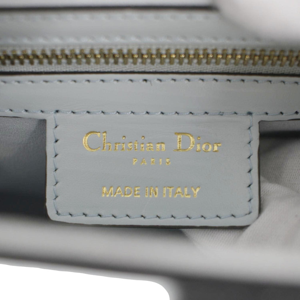 CHRISTIAN DIOR Saddle Smooth Calfskin Leather Satchel Bag Placid Blue