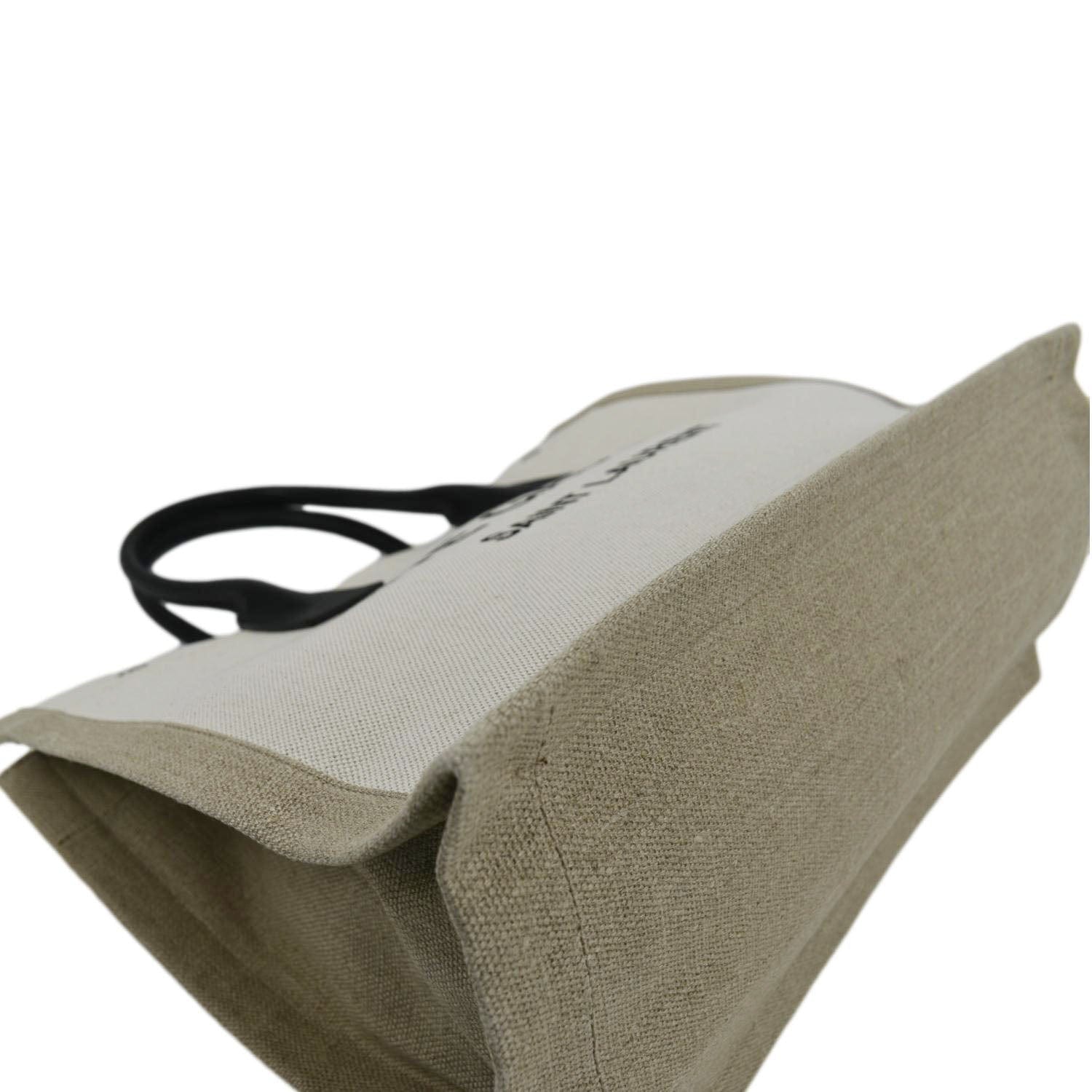 YVES SAINT LAURENT Rive Gauche Small Linen Leather Tote Griege