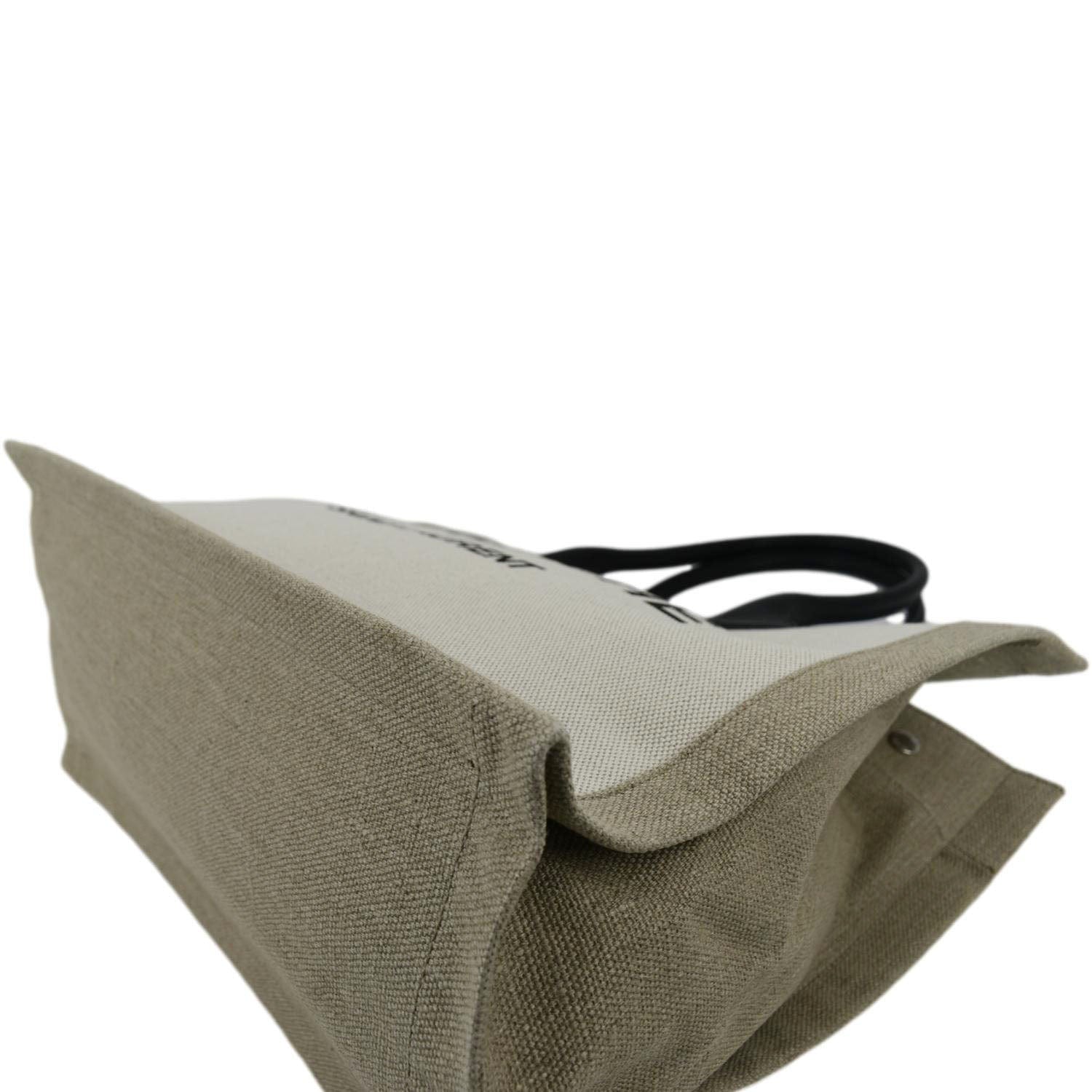YVES SAINT LAURENT Rive Gauche Small Linen Leather Tote Griege