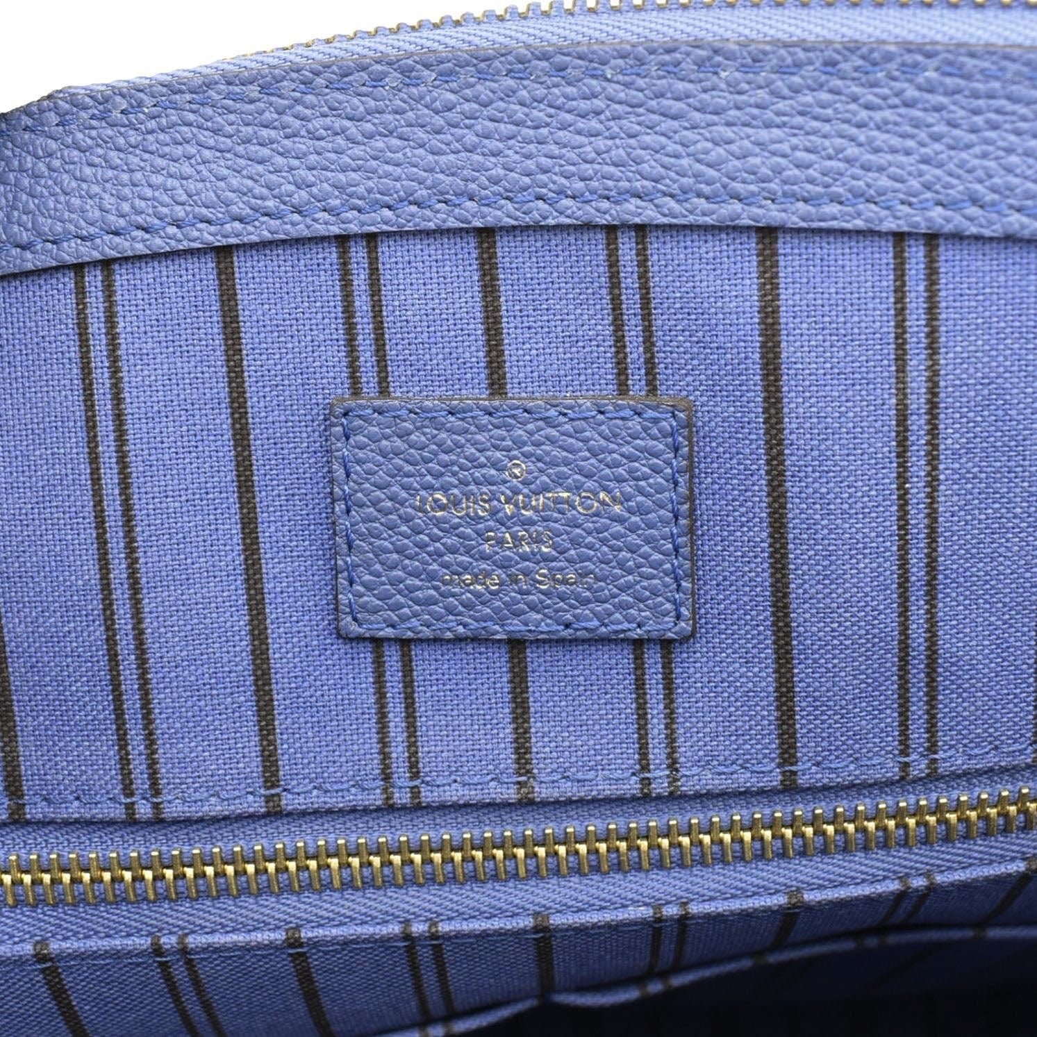 LOUIS VUITTON Pont Neuf MM Empreinte Leather Tote Shoulder Bag Blue