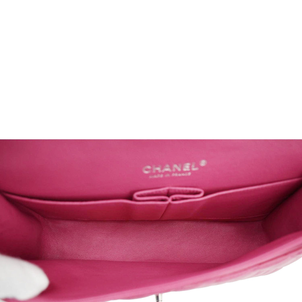 CHANEL Classic Double Flap Quilted Leather Shoulder Bag Rose Pink