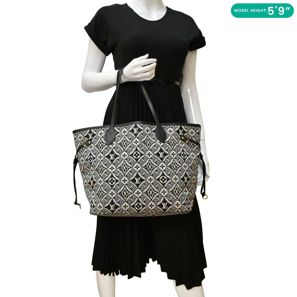 LOUIS VUITTON Since 1854 Neverfull MM Jacquard Shoulder Bag Black