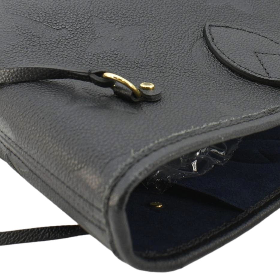 LOUIS VUITTON Neverfull MM Empreinte Leather Tote Shoulder Bag Black