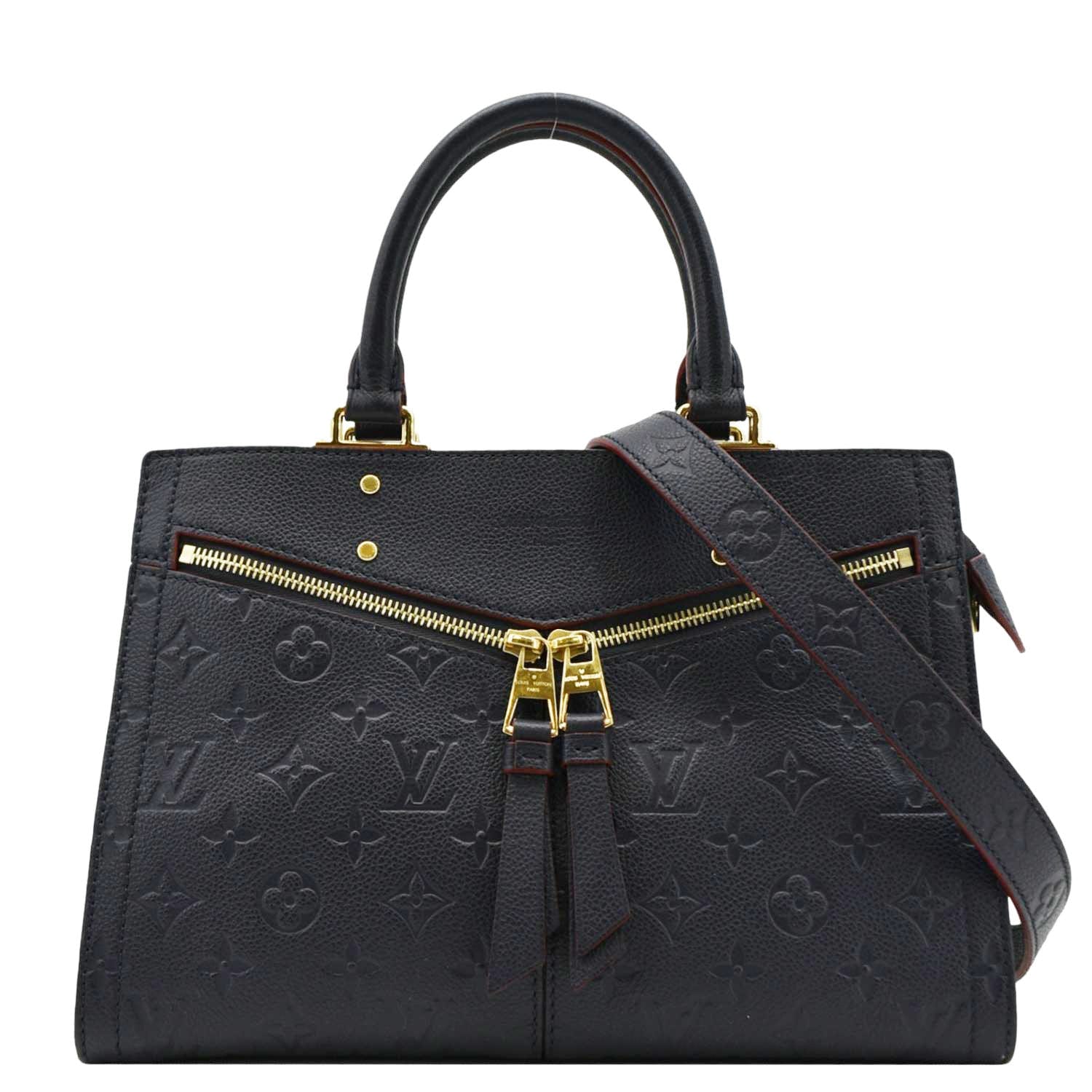 LOUIS VUITTON Sully PM Monogram Empreinte Leather Shoulder Bag Navy Blue