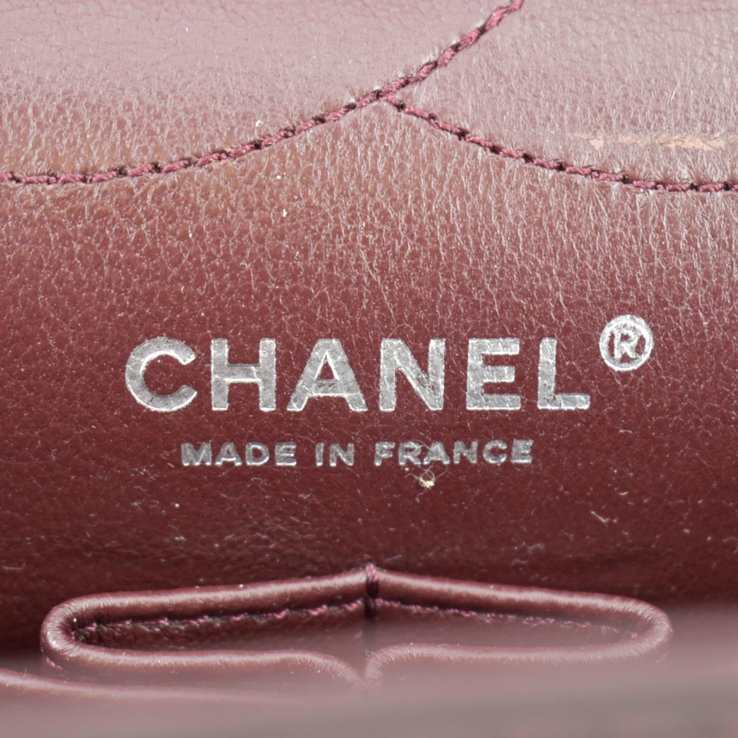 CHANEL 2.55 Reissue Double Flap Patent Leather Shoulder Bag Maroon