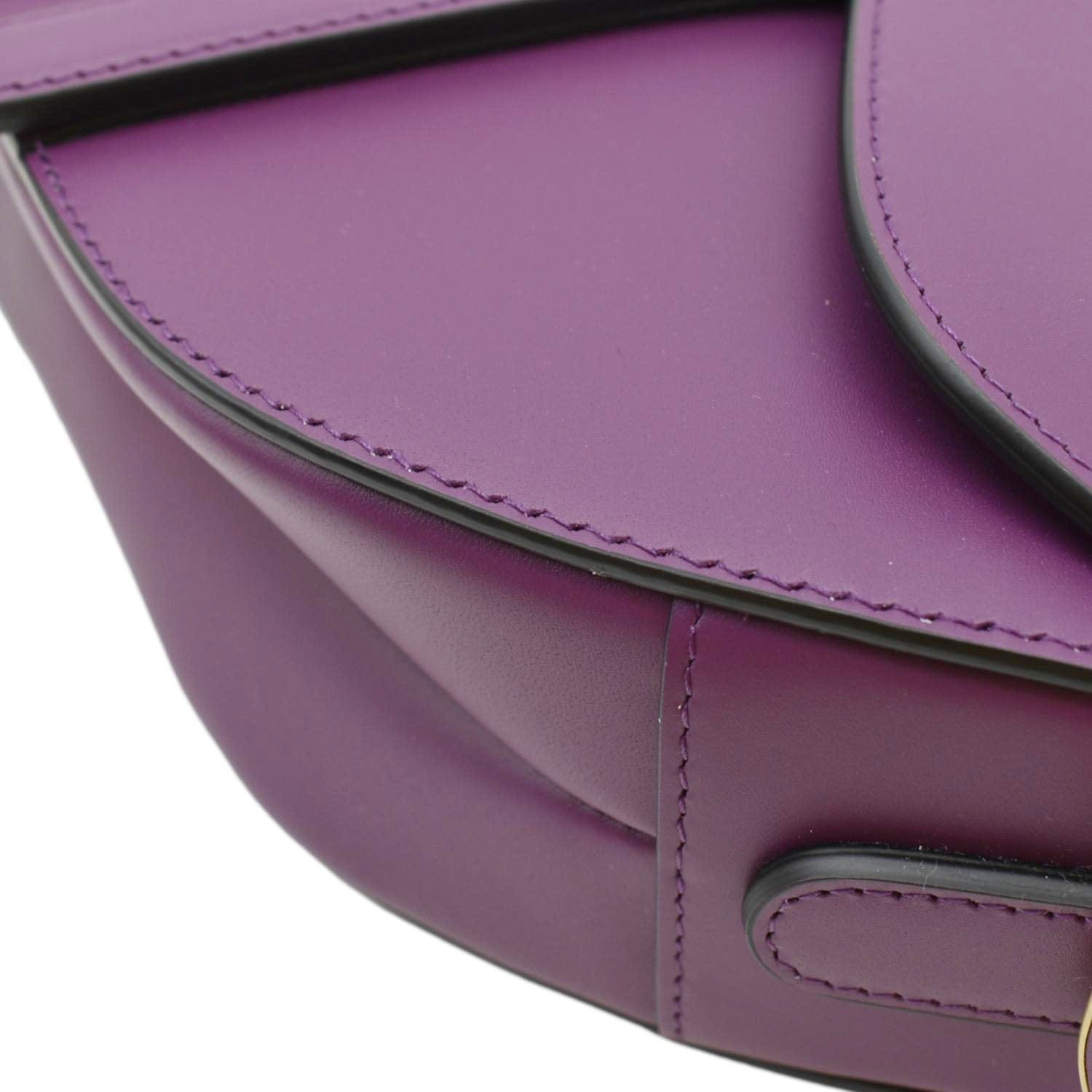 CHRISTIAN DIOR Saddle Leather Satchel Bag Mulberry