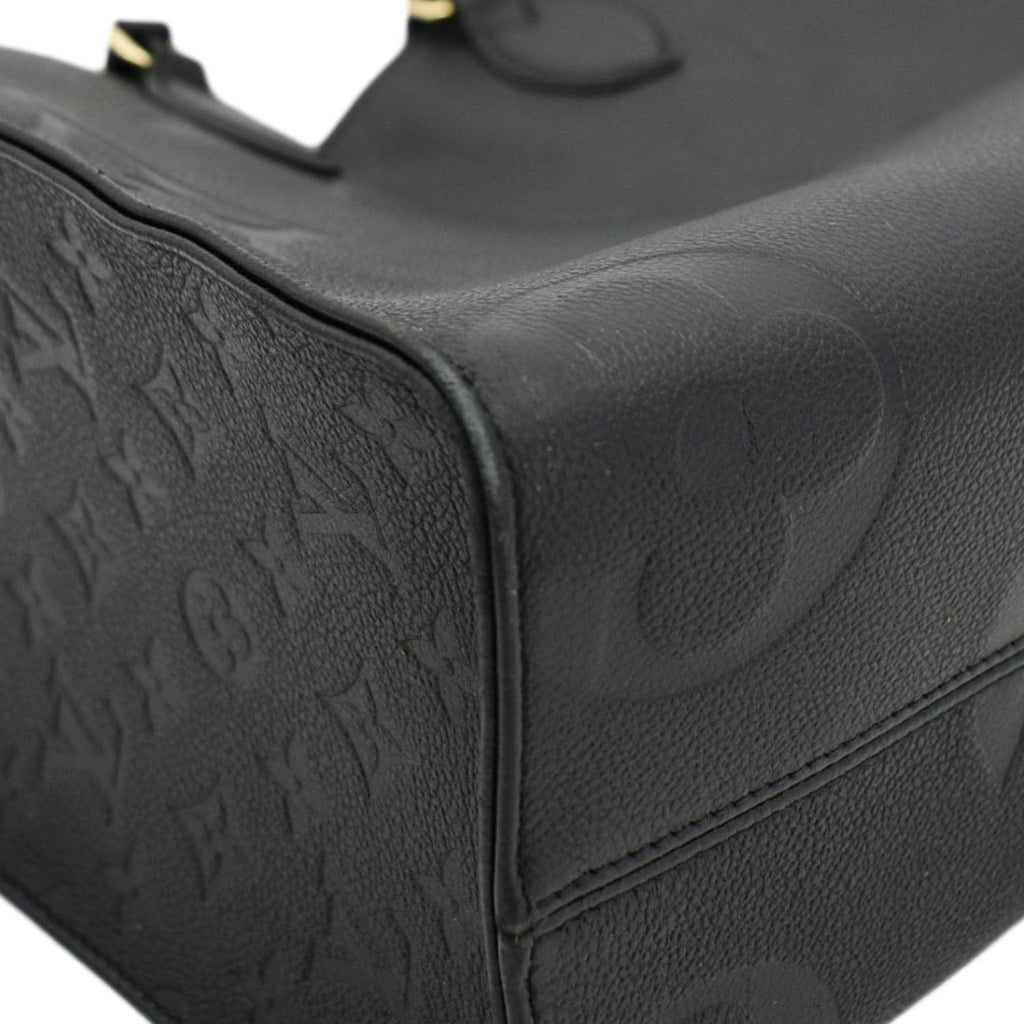 LOUIS VUITTON Onthego MM Giant Monogram Empreinte Leather Tote Bag Black