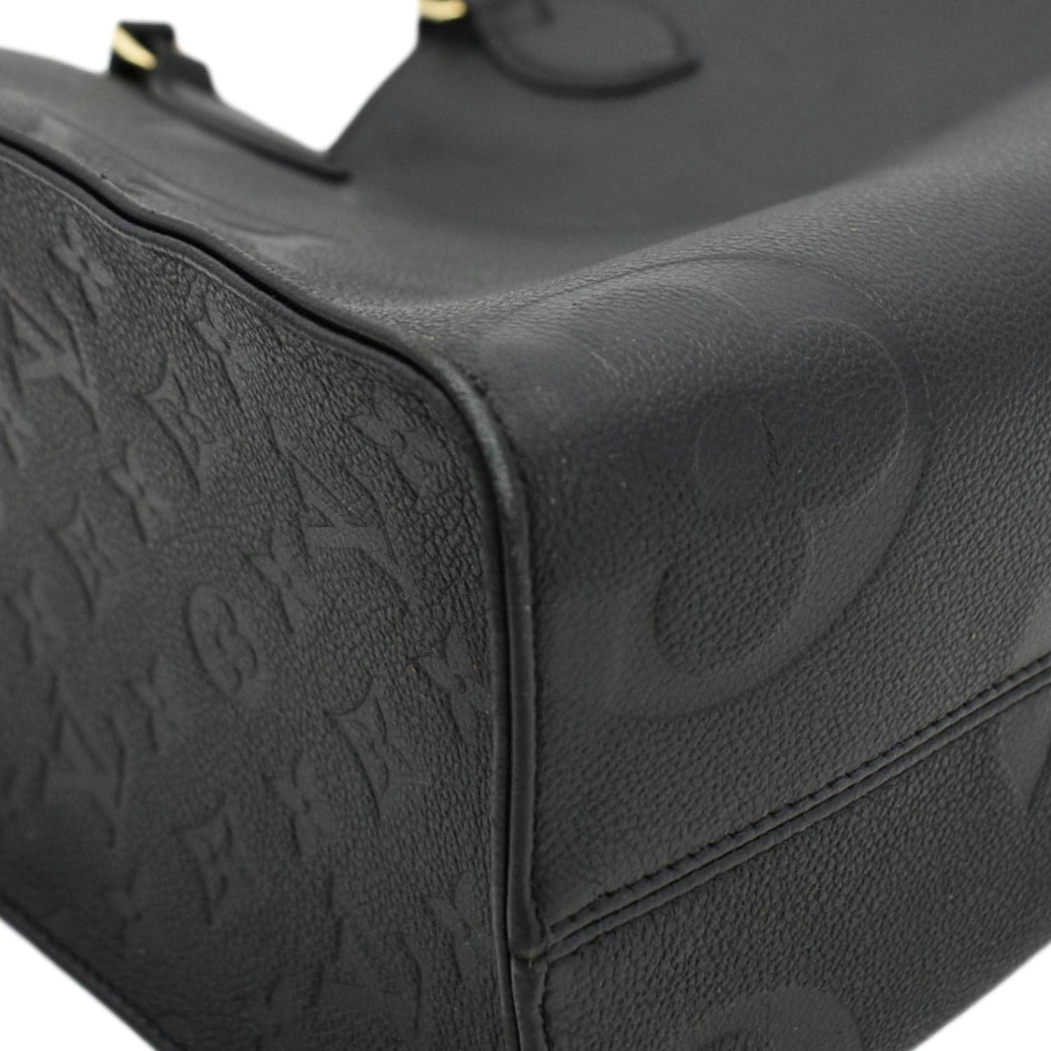 LOUIS VUITTON Onthego MM Giant Monogram Empreinte Leather Tote Bag Black