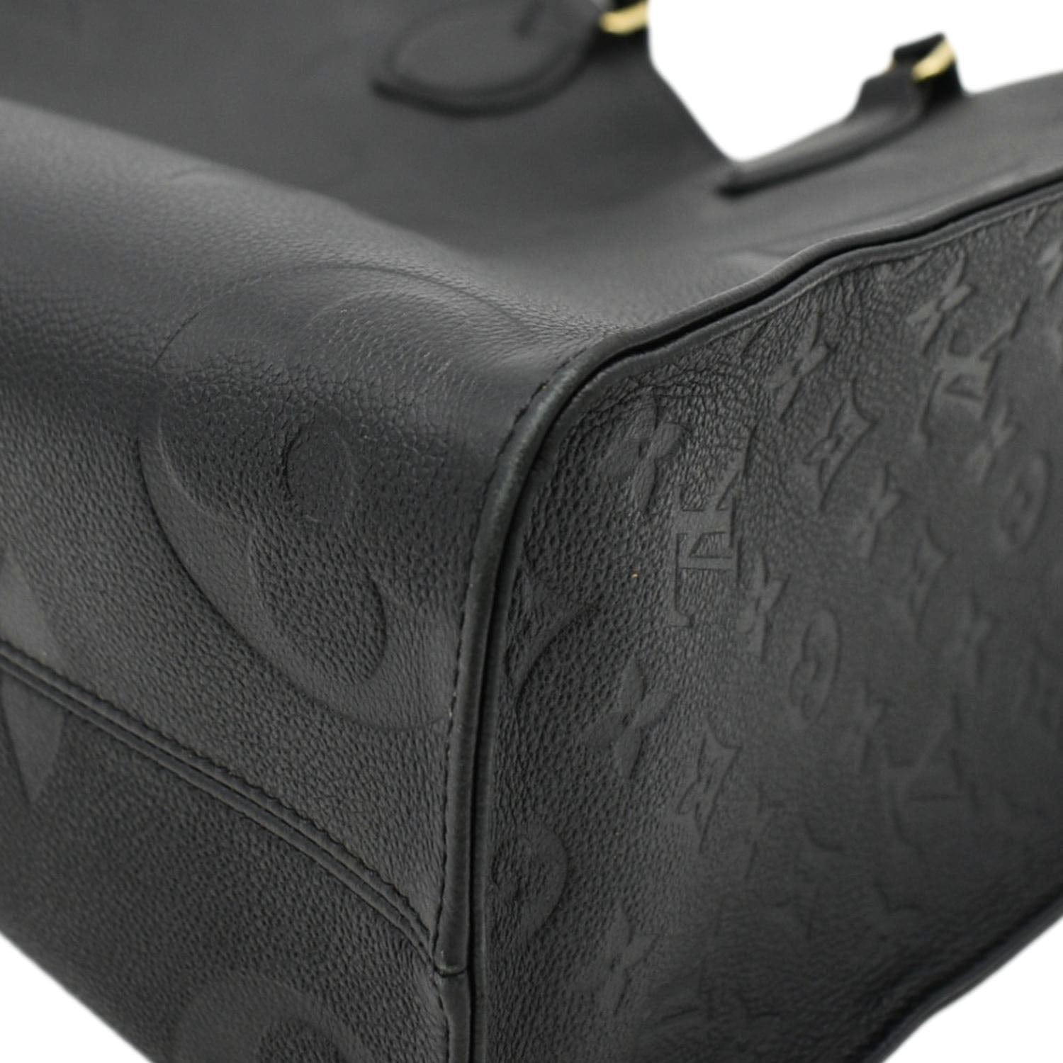 LOUIS VUITTON Onthego MM Giant Monogram Empreinte Leather Tote Bag Black