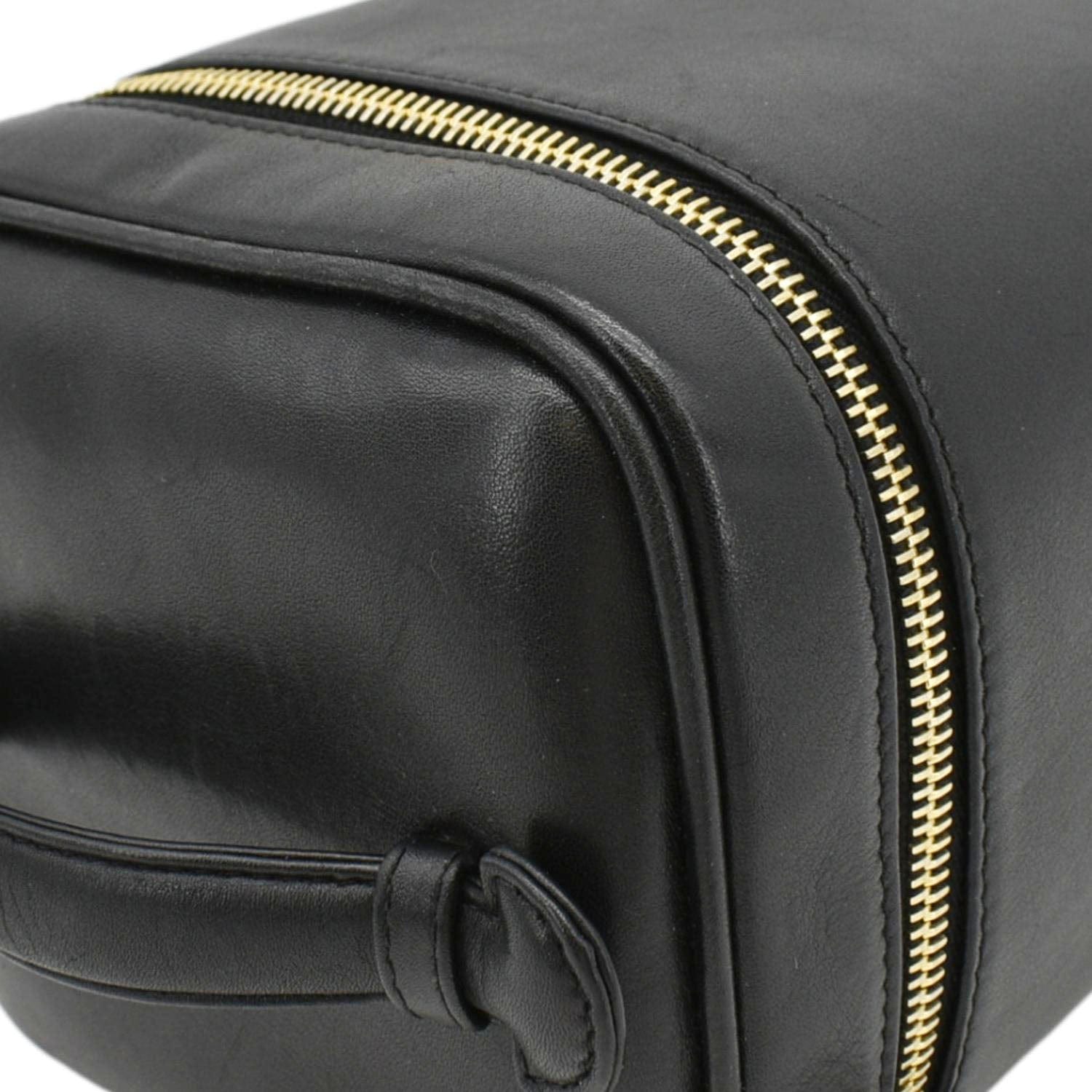 CHANEL Vintage Vanity Case Leather Cosmetic Bag Black