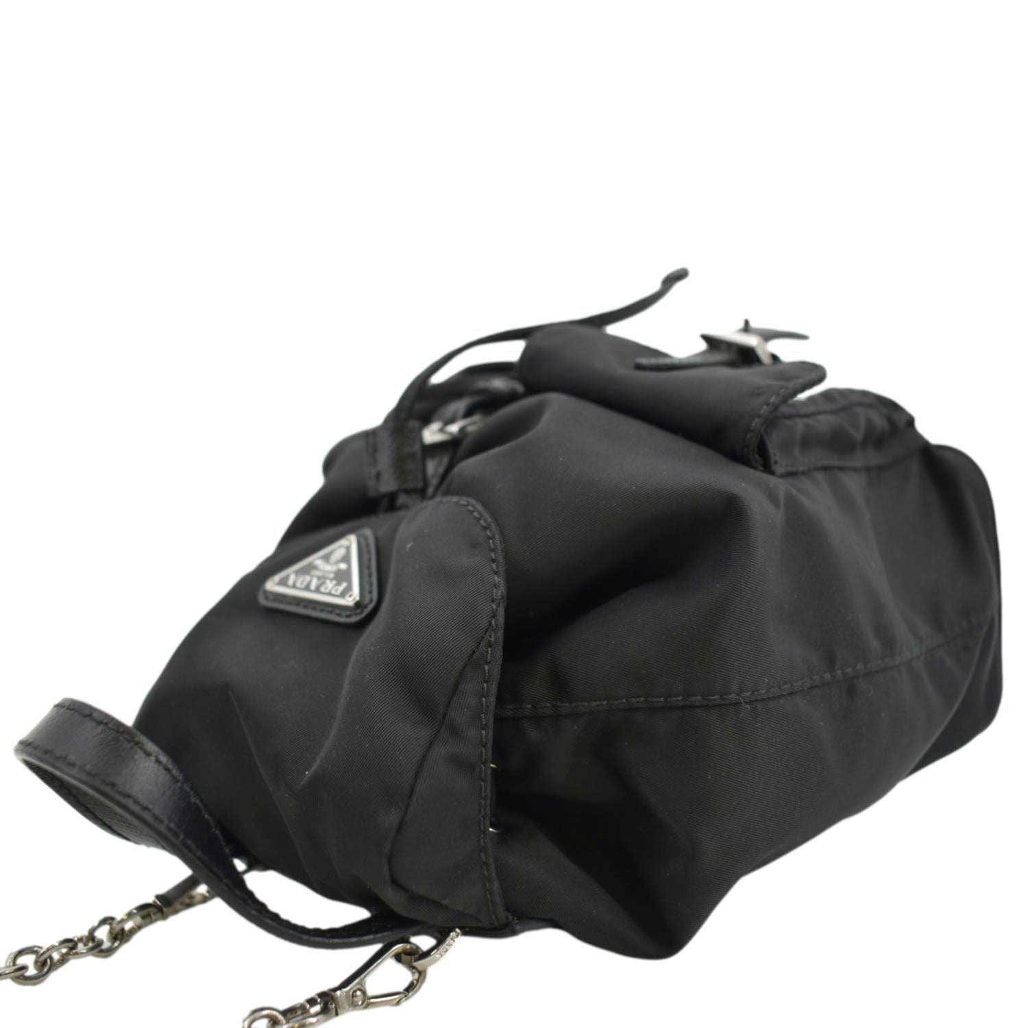 PRADA Double Pocket Mini Nylon Backpack Crossbody Bag Black