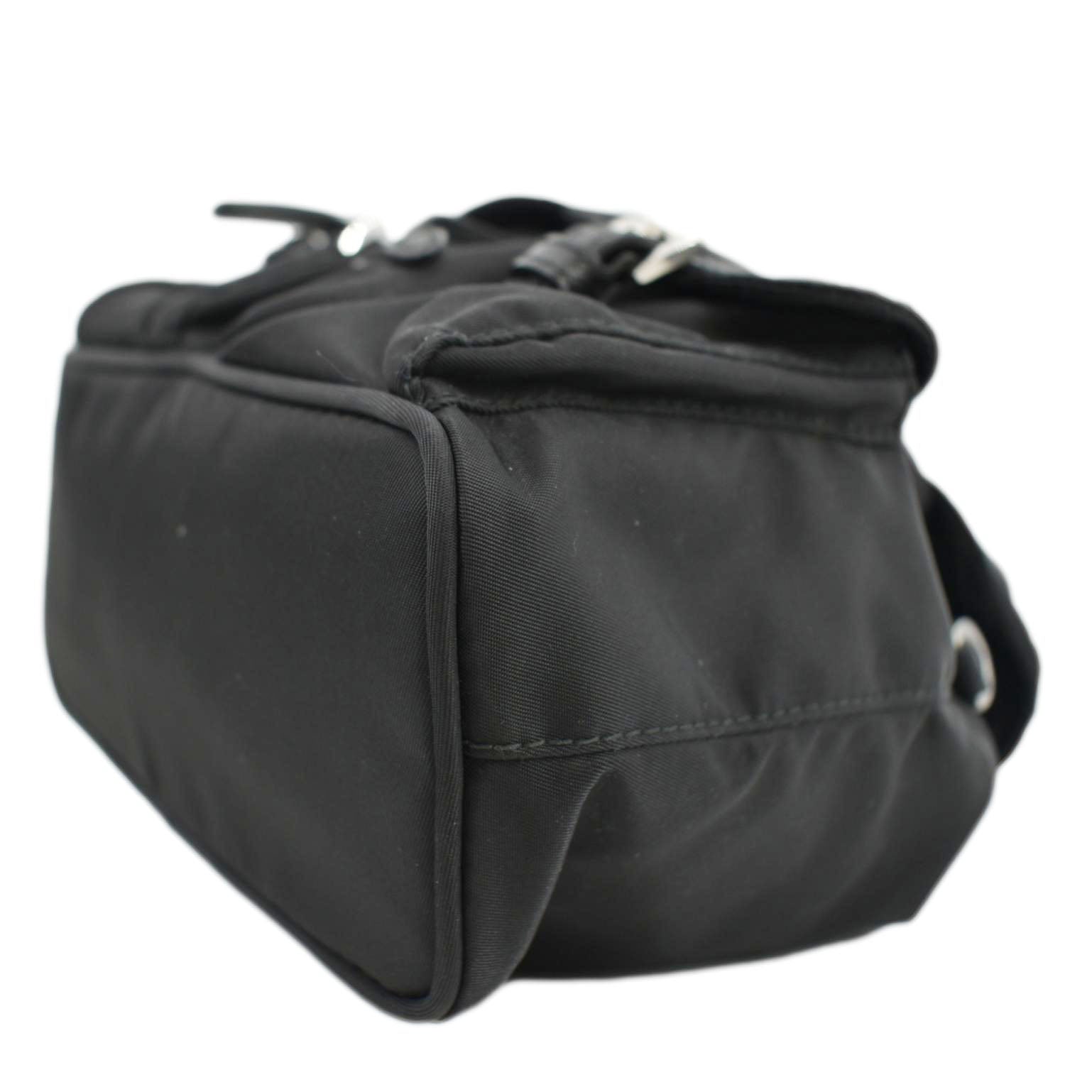 PRADA Double Pocket Mini Nylon Backpack Crossbody Bag Black