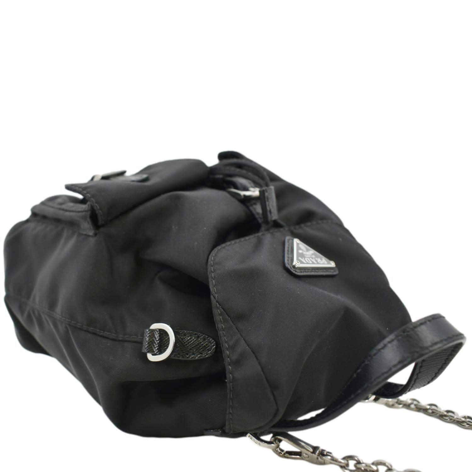 PRADA Double Pocket Mini Nylon Backpack Crossbody Bag Black