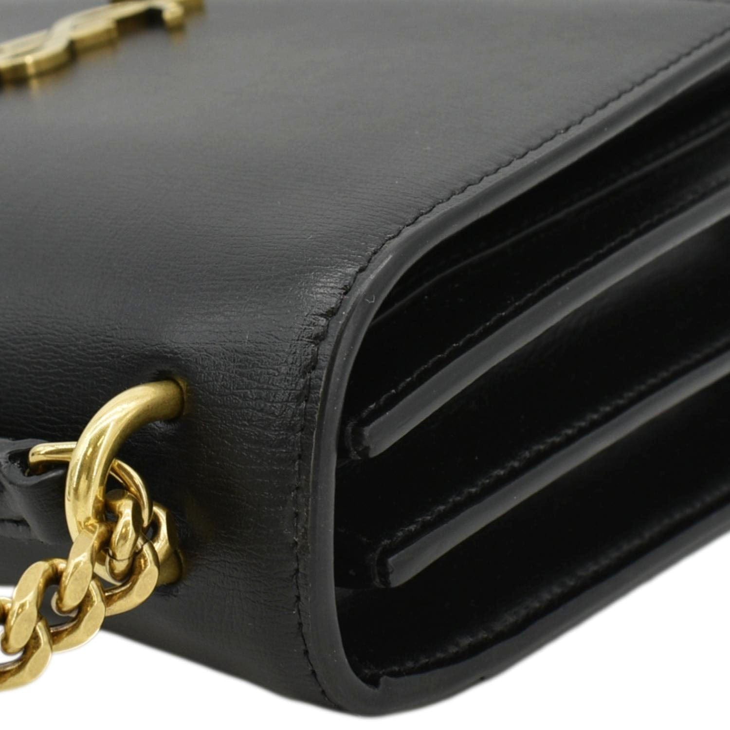 YVES SAINT LAURENT Monogram Sunset Medium Leather Shoulder Bag Black