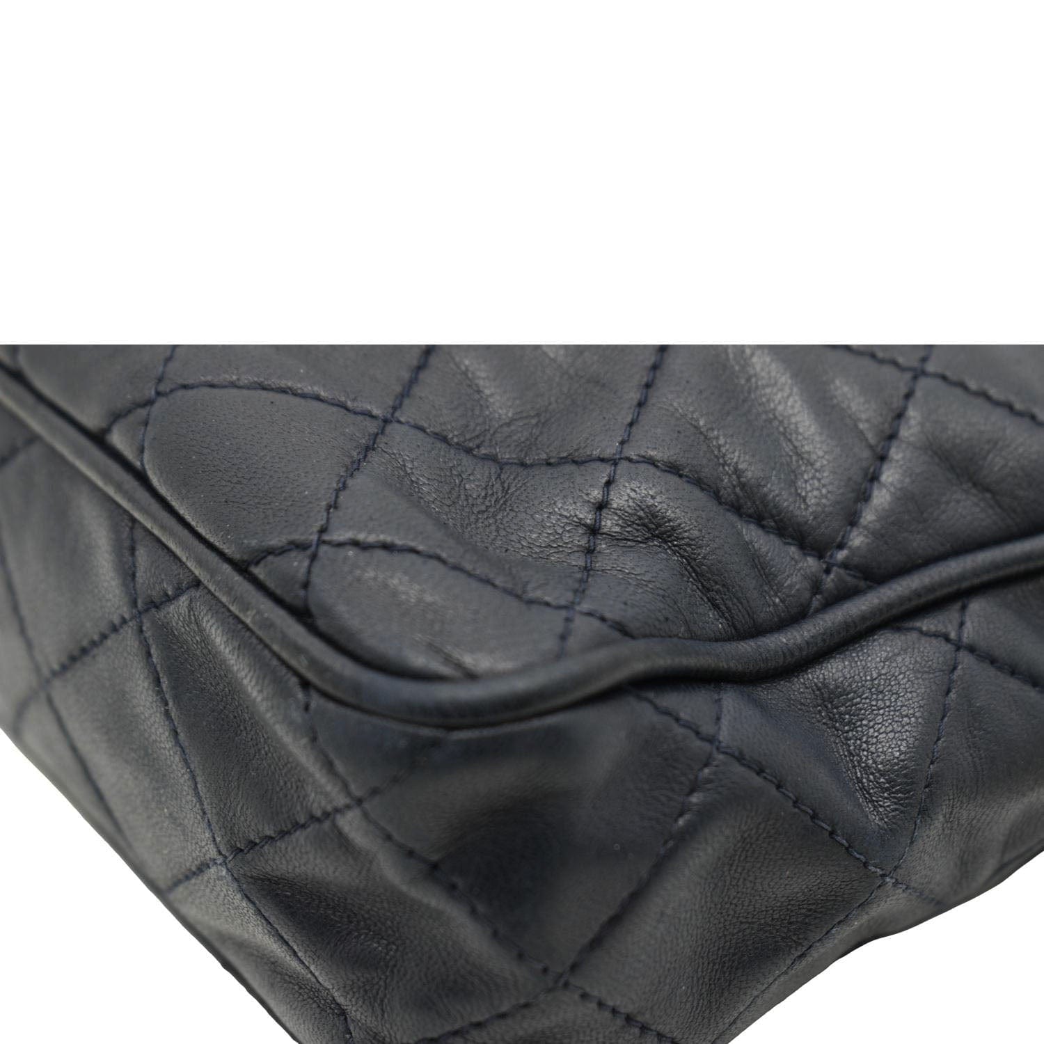 CHANEL Vintage Quilted Leather Camera Crossbody Bag Black