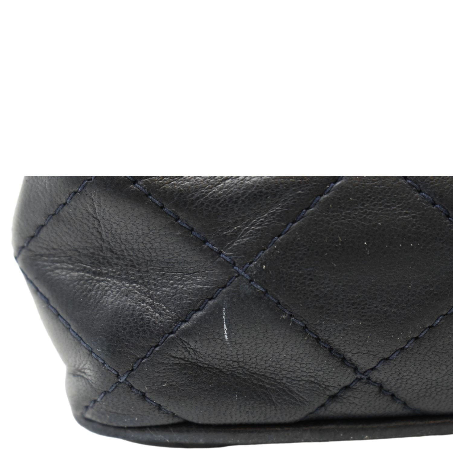 CHANEL Vintage Quilted Leather Camera Crossbody Bag Black