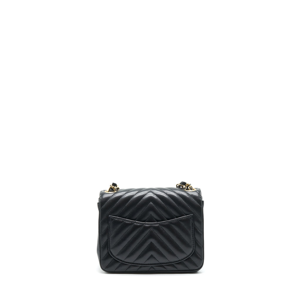 Chanel Mini Square Chevron Flap Bag Black L