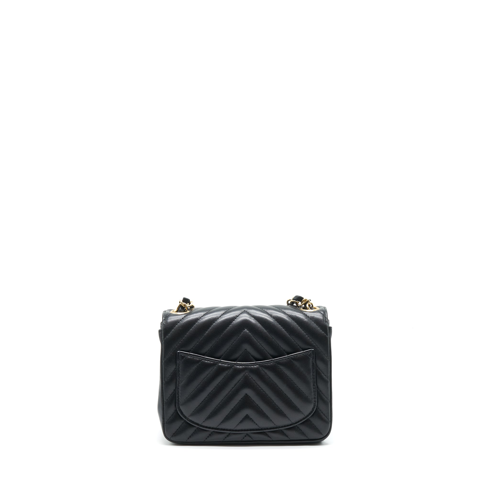 Chanel Mini Square Chevron Flap Bag Black L