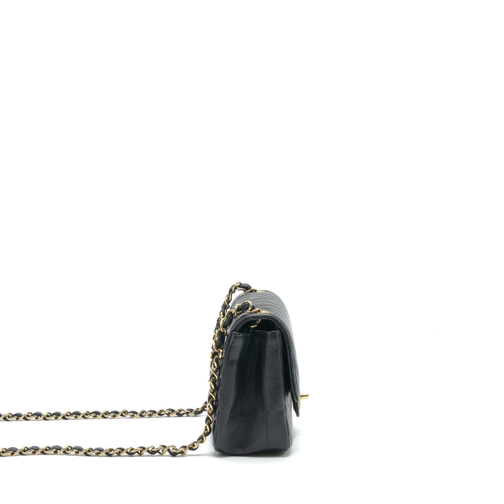 Chanel Mini Square Chevron Flap Bag Black L