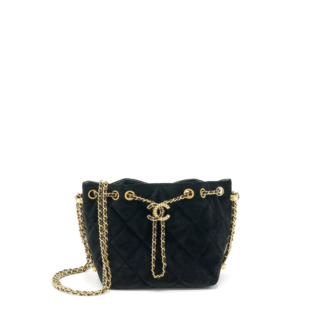 Chanel Bucket Bag Velvet Black