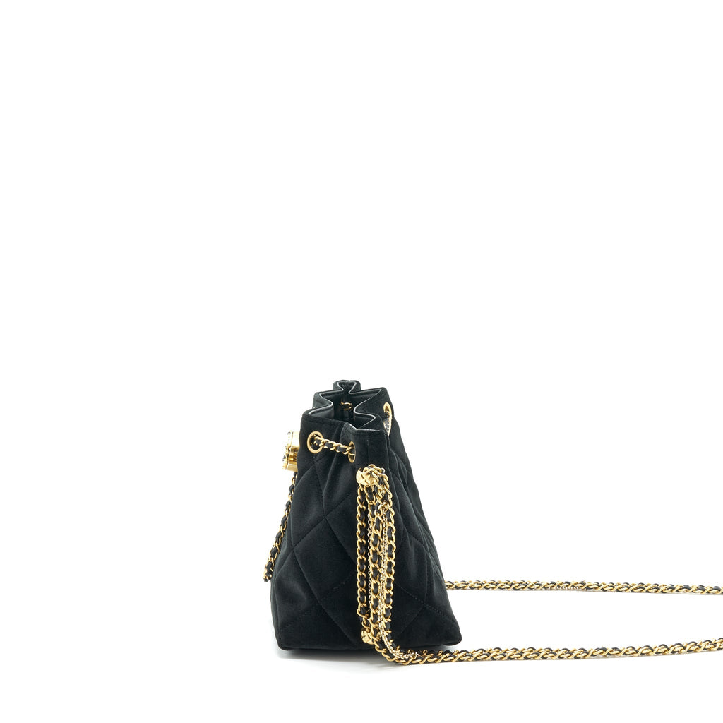 Chanel Bucket Bag Velvet Black