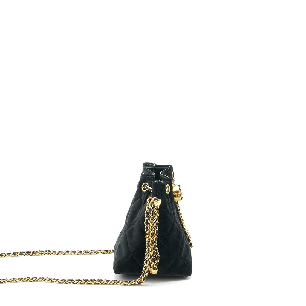 Chanel Bucket Bag Velvet Black