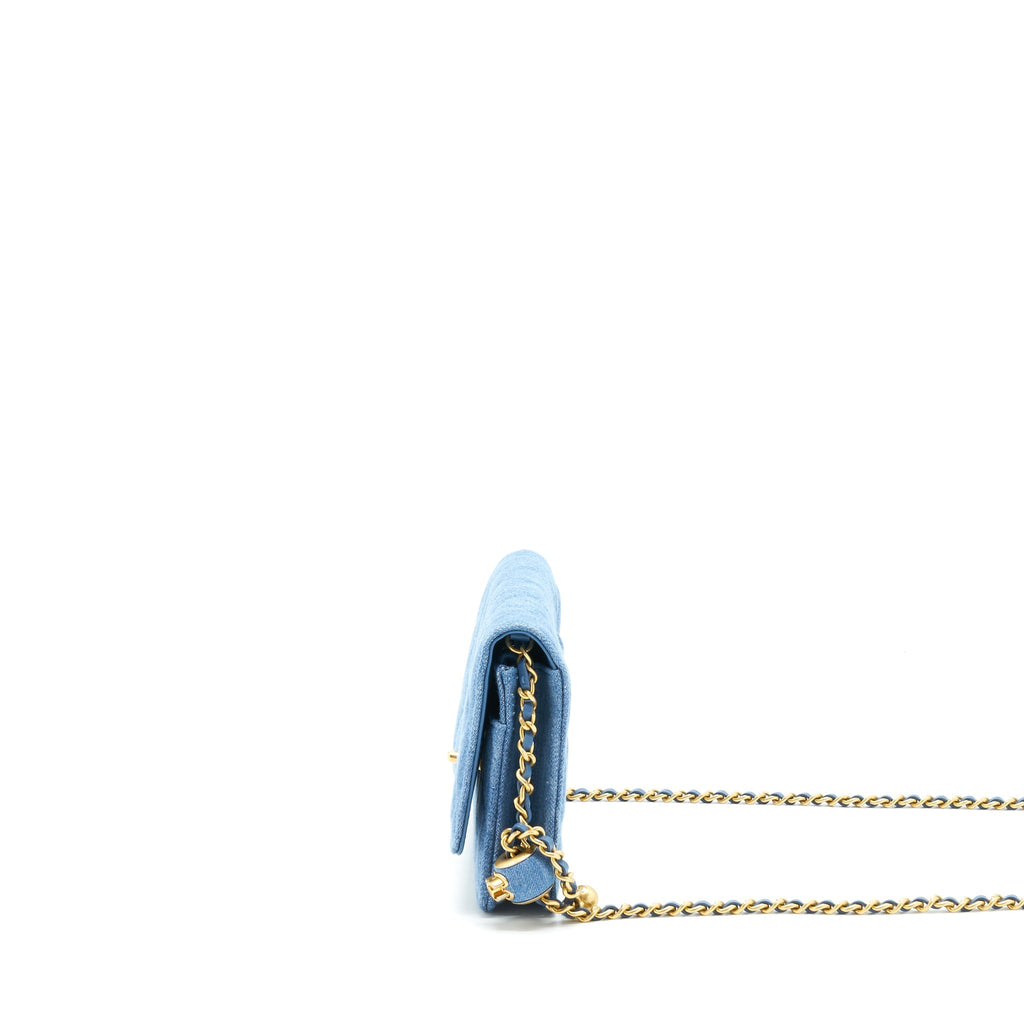 Chanel Pearl Crush Wallet On Chain Denim Blue