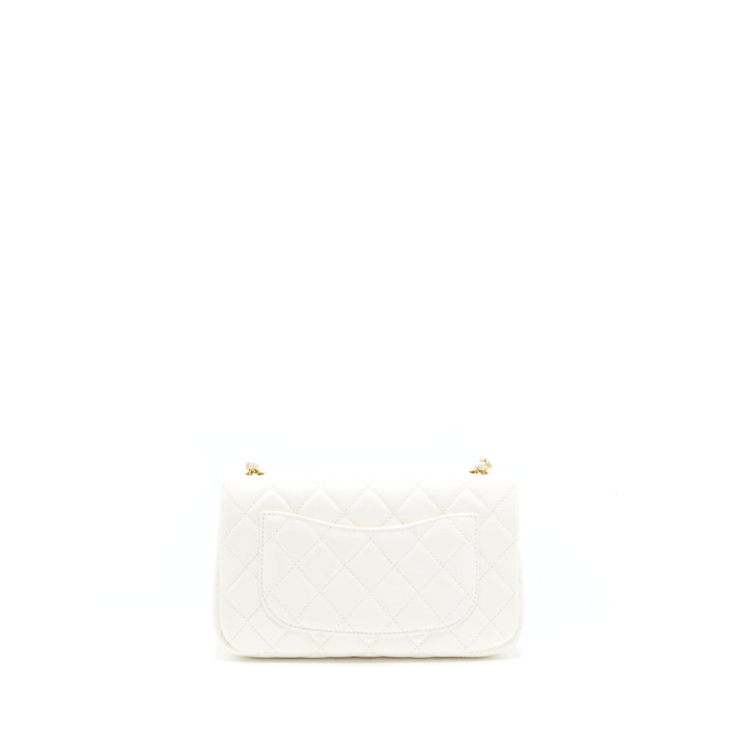 Chanel Pearl Crush Mini Rectangular Flap Bag Lambskin White