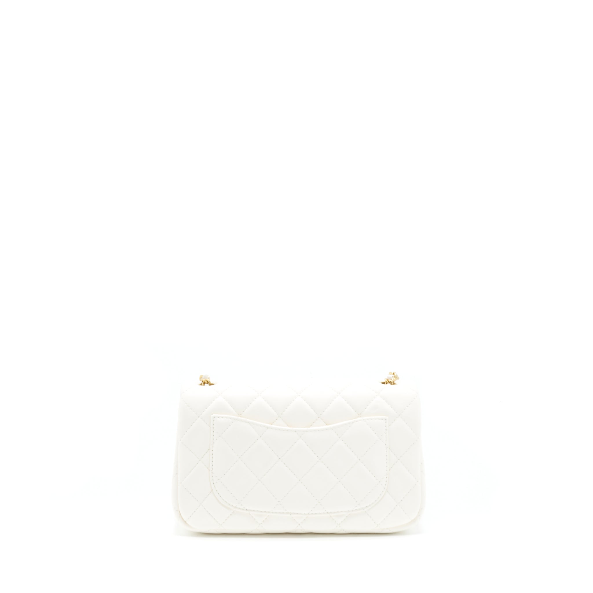 Chanel Pearl Crush Mini Rectangular Flap Bag Lambskin White