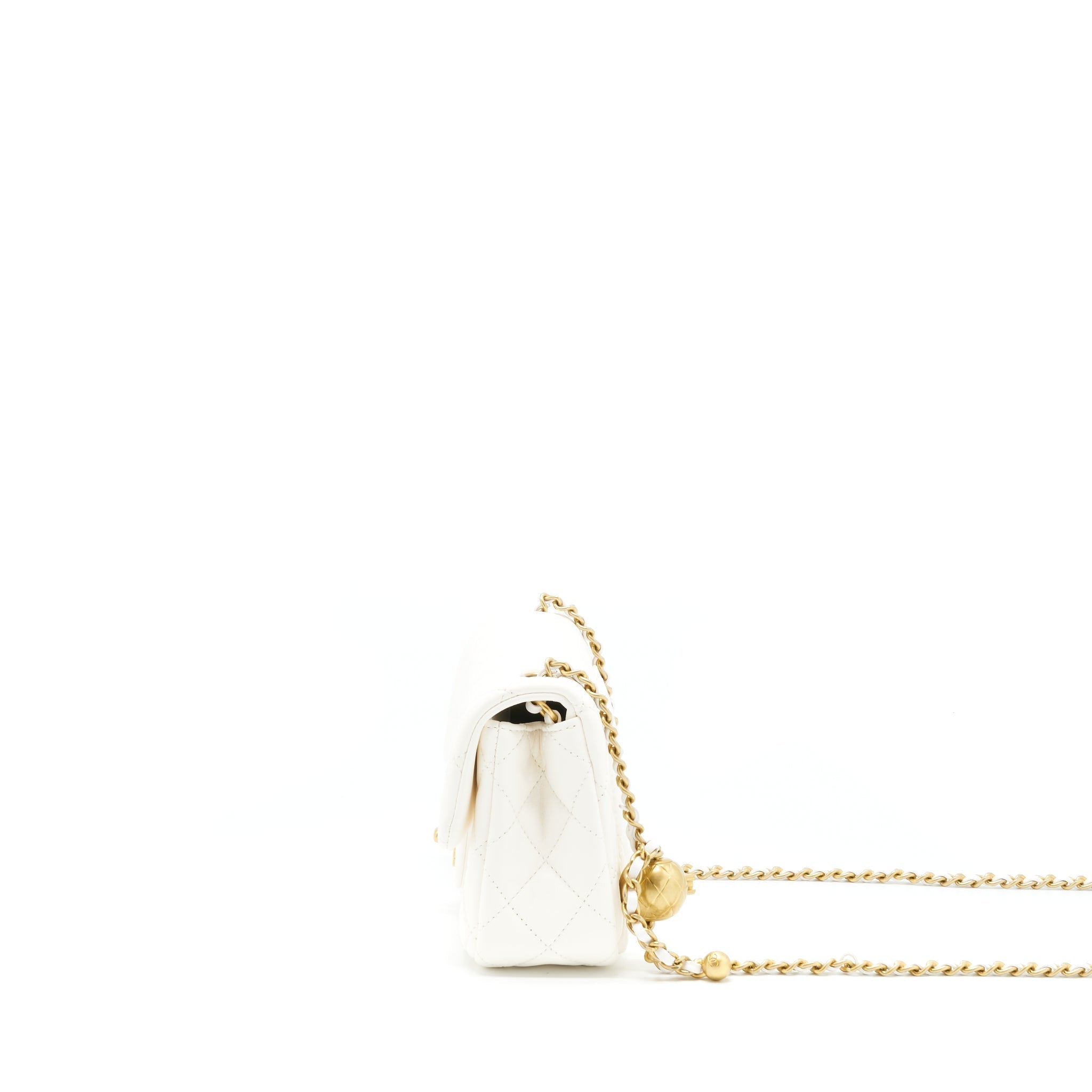Chanel Pearl Crush Mini Rectangular Flap Bag Lambskin White