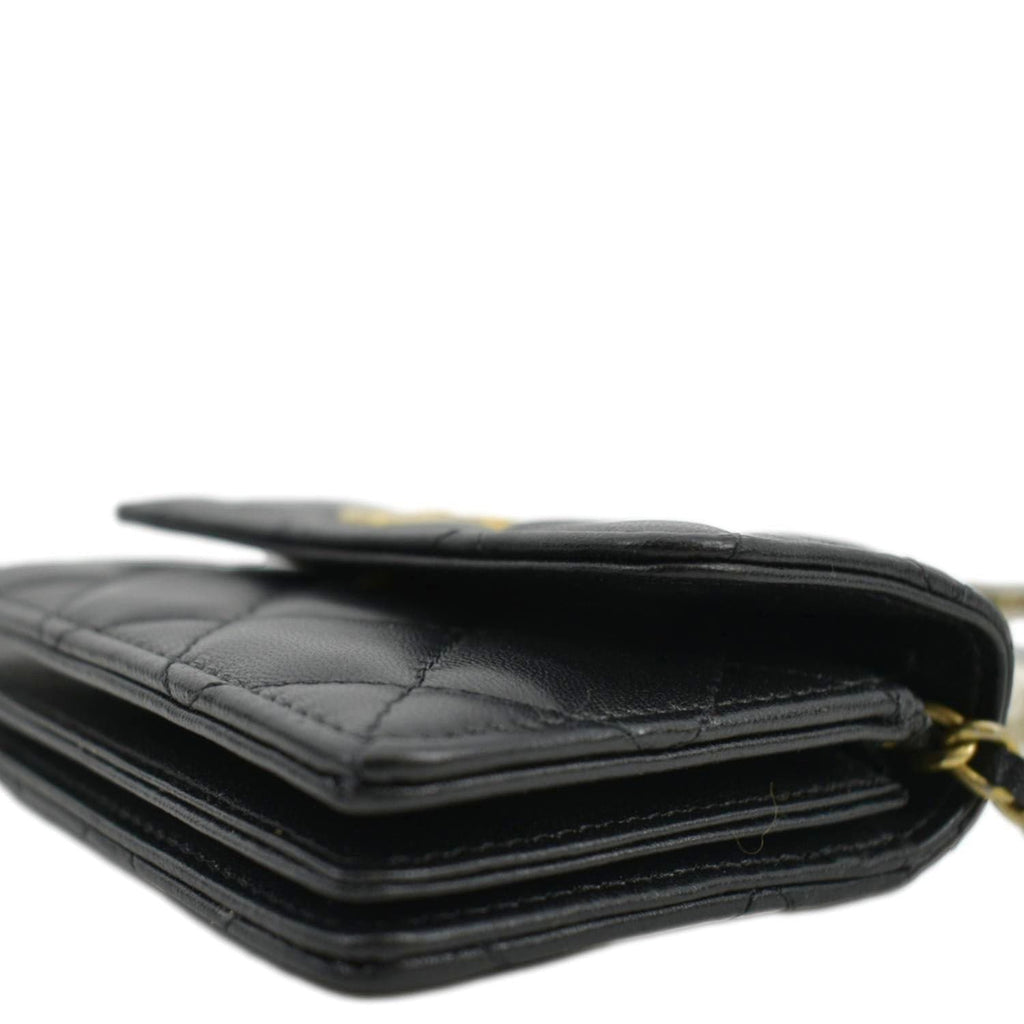 CHANEL Pearl Mini Quilted Leather Top Handle Shoulder Bag Black